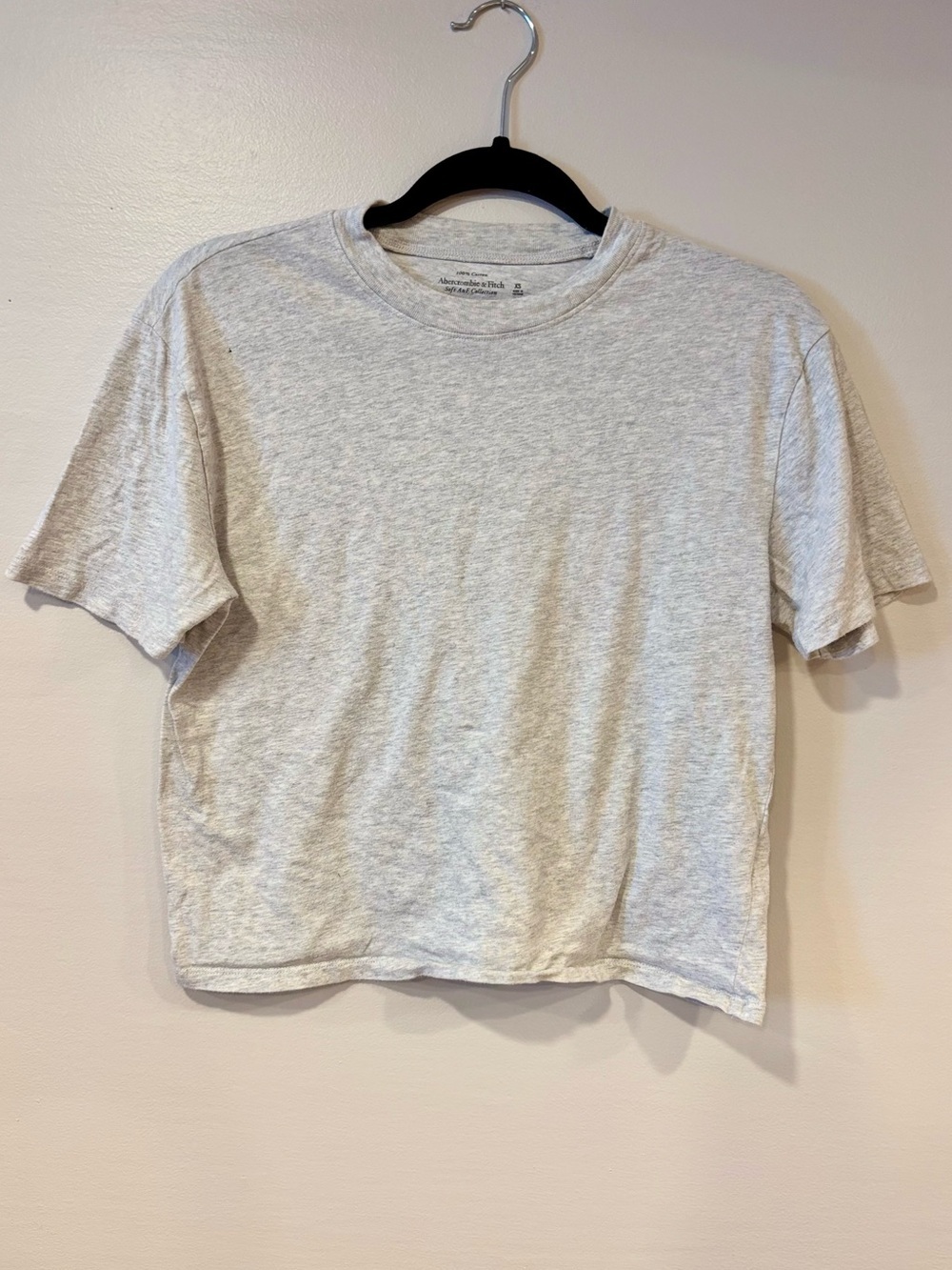 Abercrombie & Fitch Gray Crewneck Crop T-Shirt Soft Collection XS 100% Cotton